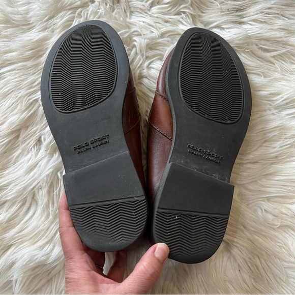 Polo Sport Ralph Lauren Brown Leather Slip On Penny Loafers Men’s Size 9.5M - Picture 9 of 9